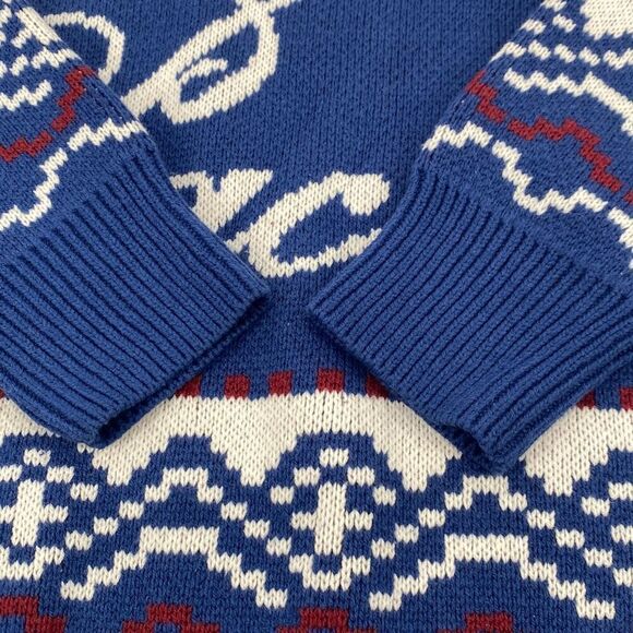 PacSun Fairisle Crew Sweater Large Chunky Nordic Ski Blue Heavyweight Large - Picture 8 of 14